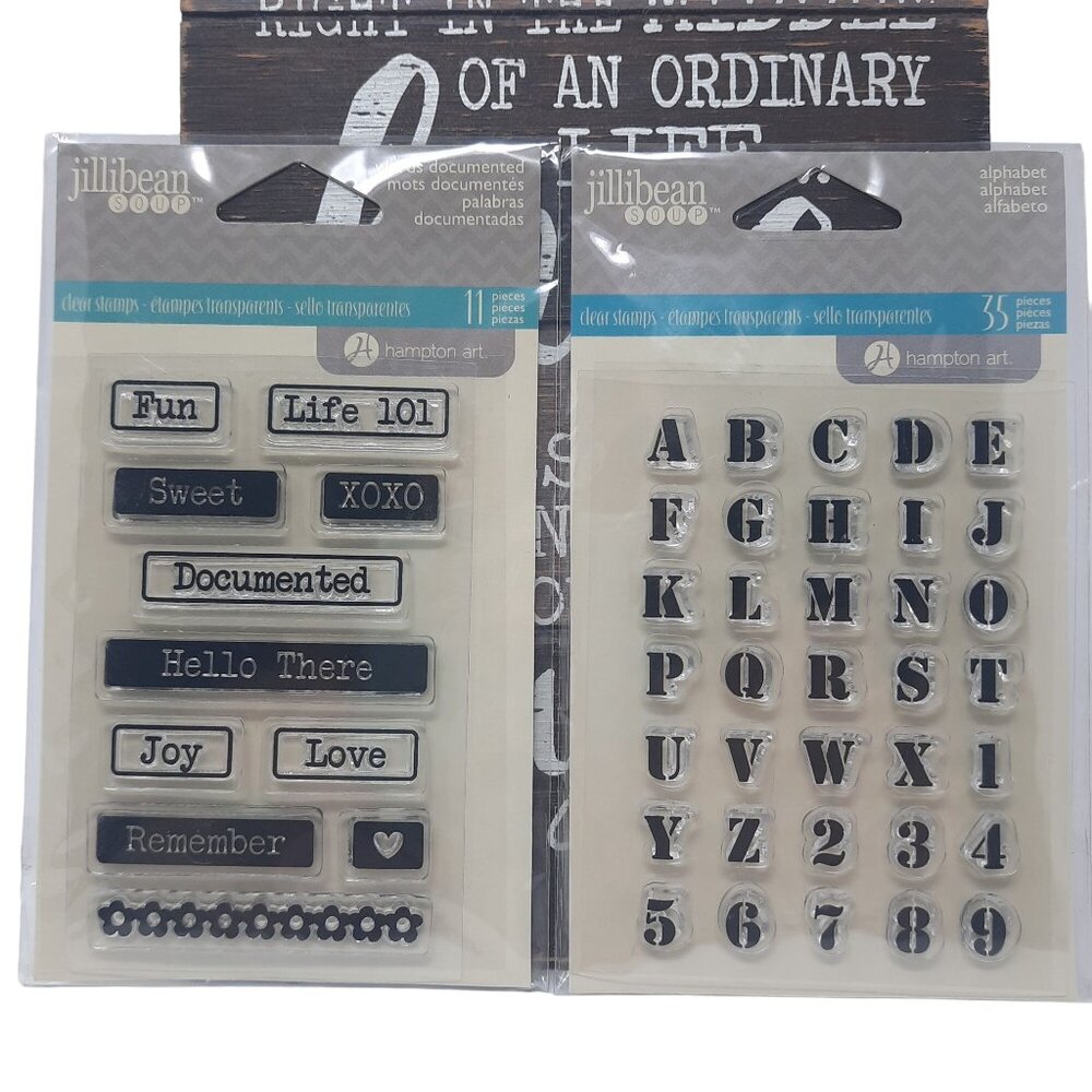 Jillibean Soup Word Stamps + Art font Alphabet Clear stamps Rubber